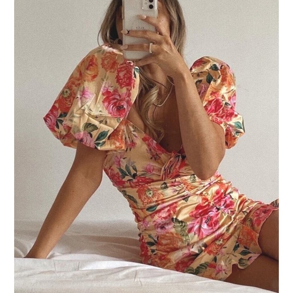FOR LOVE AND LEMONS peach Versilla mini dress 80’s